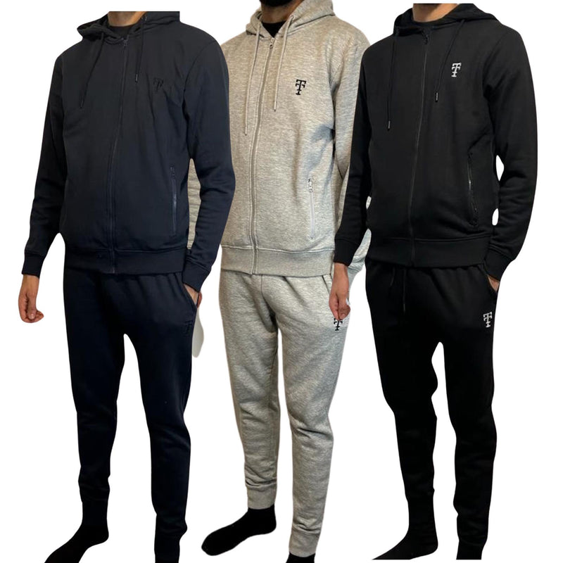 Mens Slim Fit Fleece TT Logo Tracksuit With Zip Pockets