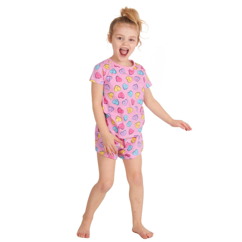 Girls Heart Print Summer Pyjama Set