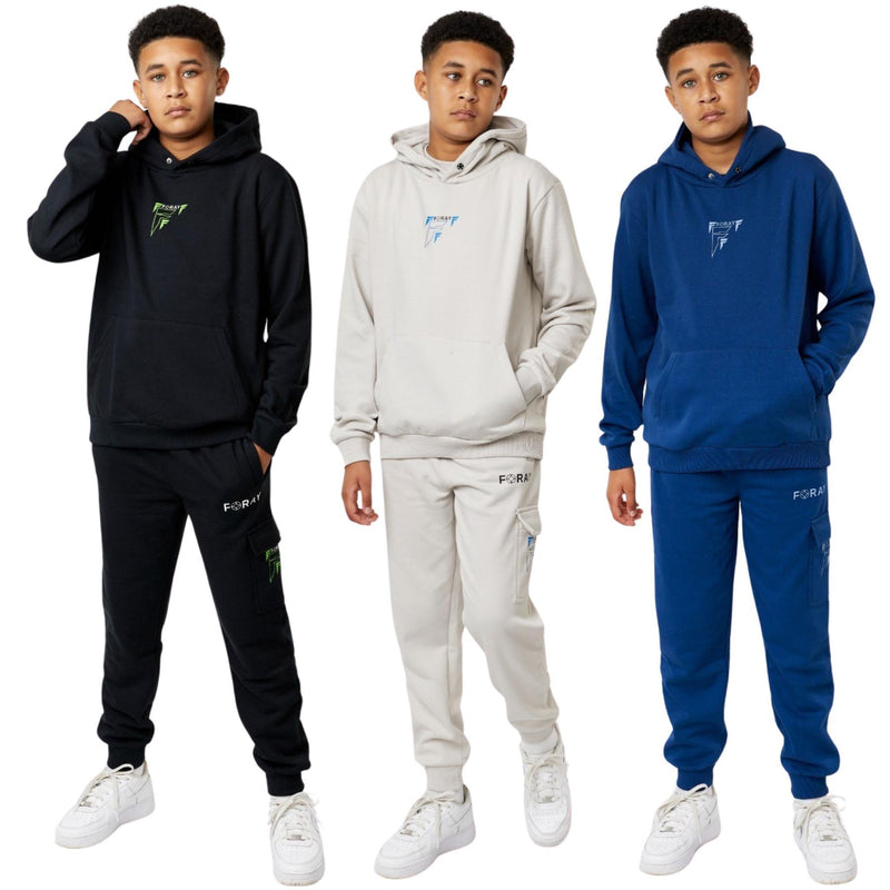 Boys Foray Tracksuit With Cargo Style Joggers Soft Fleece AIM