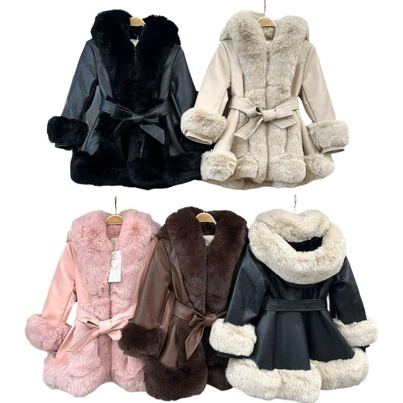 Faux fur lined belted jacket best sale