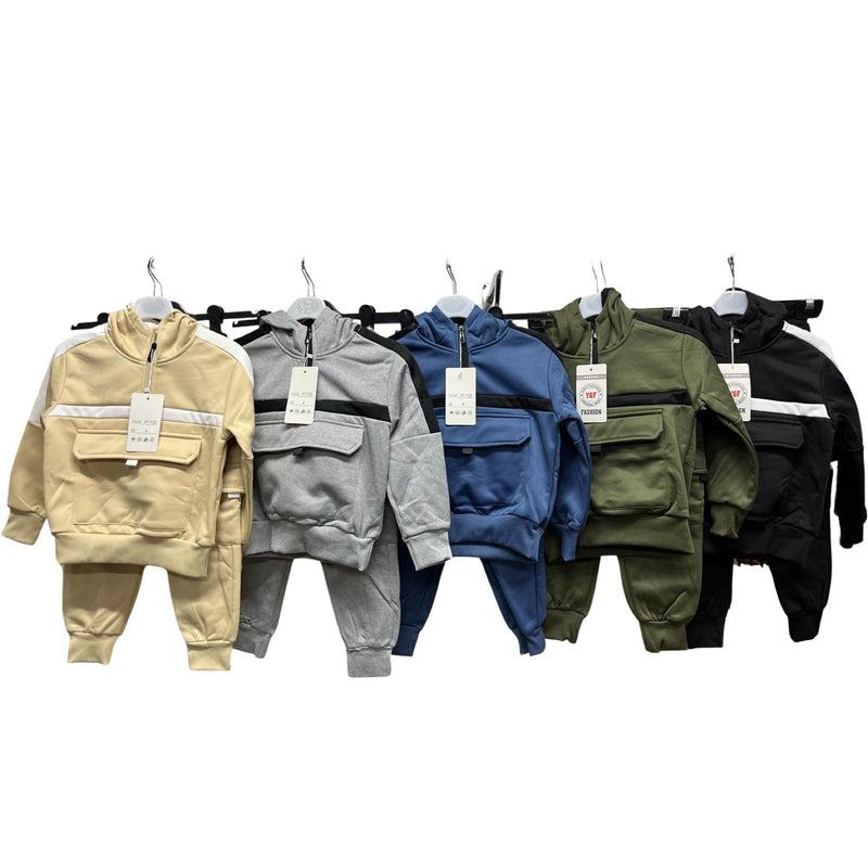 Boys And Mens Cargo Style Half Zip Tracksuit FY-1120