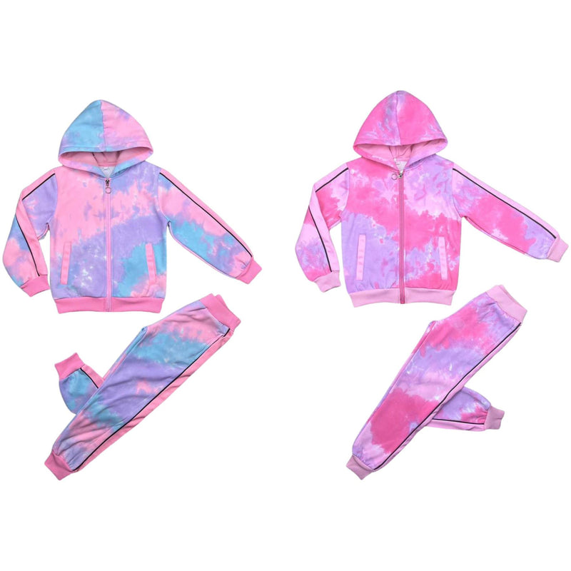 Girls Tie Dye Fleece Tracksuit QH-95