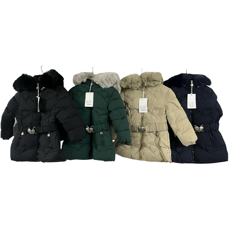 TTC AMREEN Coat With Heart Stitching Faux Fur Hood And Fleece Lining