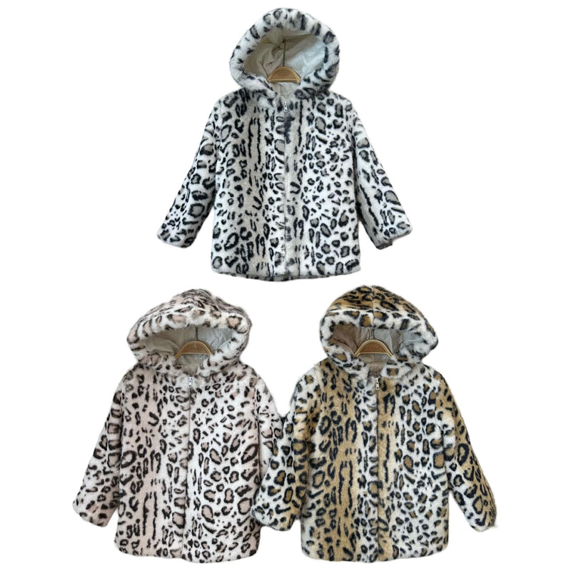 TTC KHAWLAH Leopard Print Hooded Jacket Coat