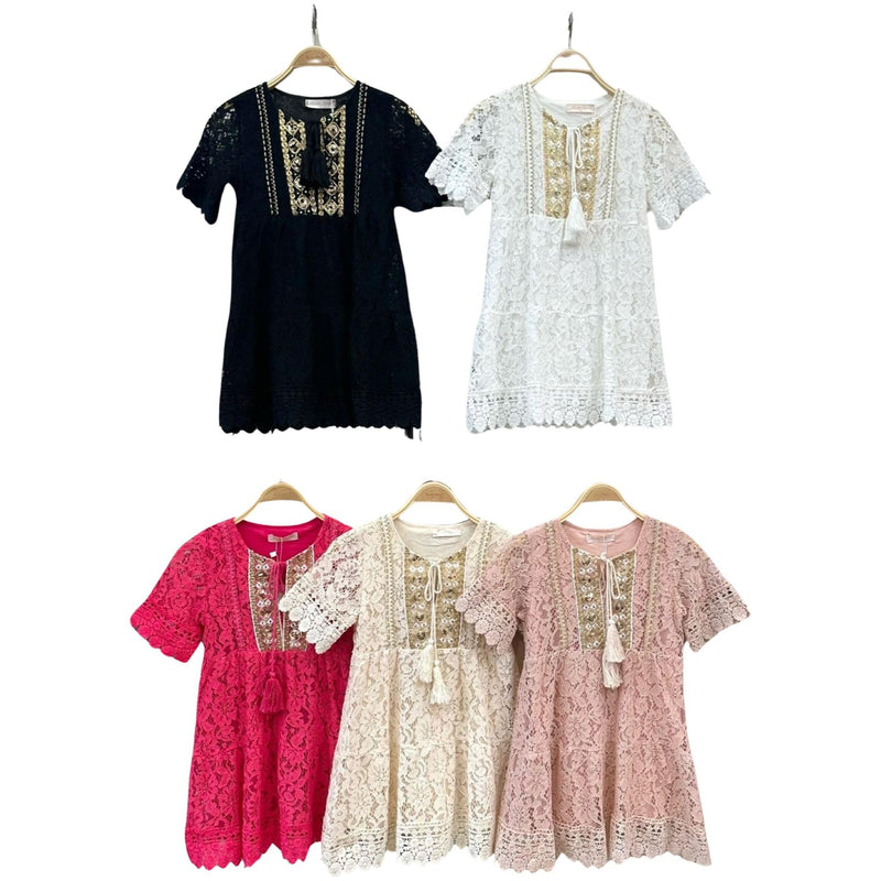 Girls Lace Boho Style Dress With Tassels R1976