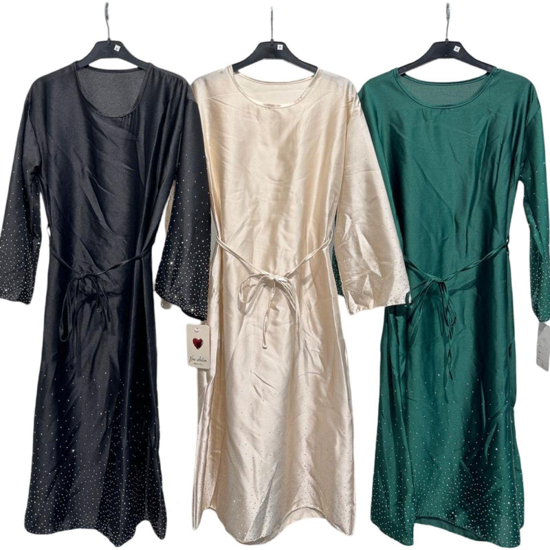 TTC MALAIKA Girls Satin Diamante Abaya