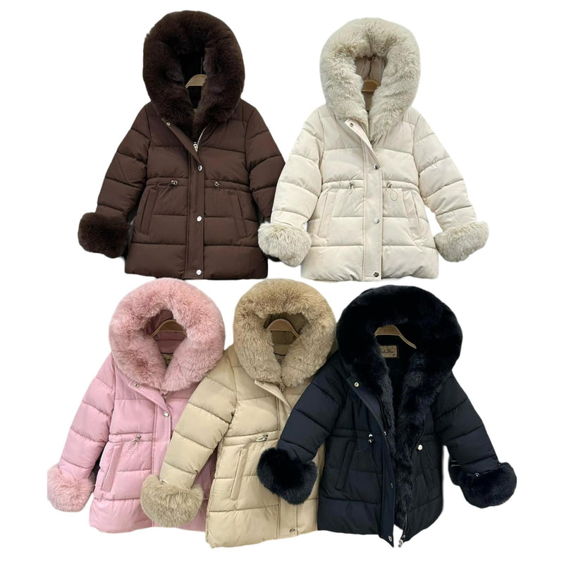 TTC KALIYAH Padded Waterproof Coat With Faux Fur Hood And Fleece Lining