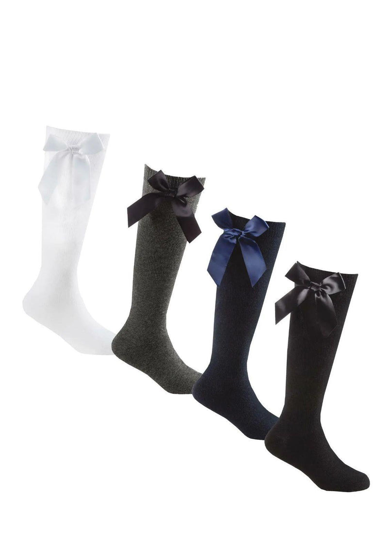 Girls 6 Pack Knee High Bow Socks