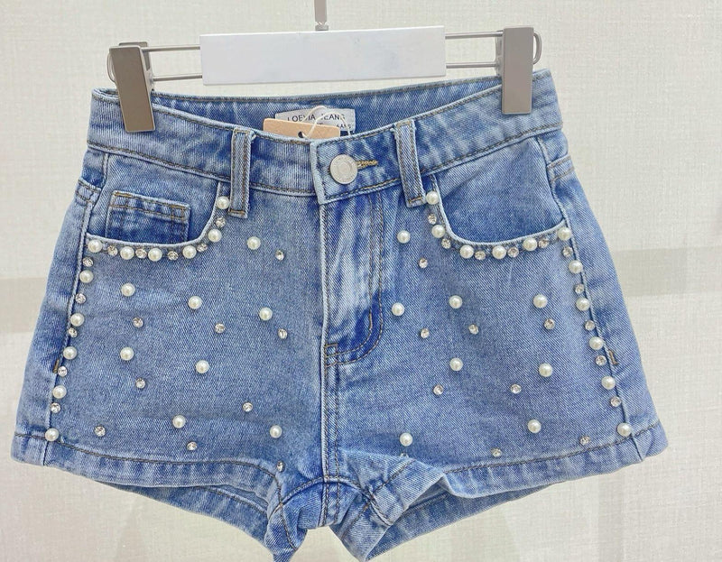 TTC CHLOE Girls Pearl Detail Denim Shorts