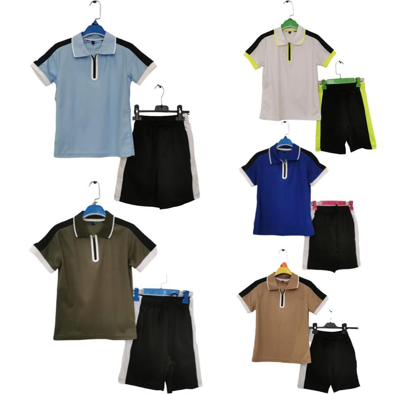 Boys And Mens Polo T-Shirt And Short Set FY-1089