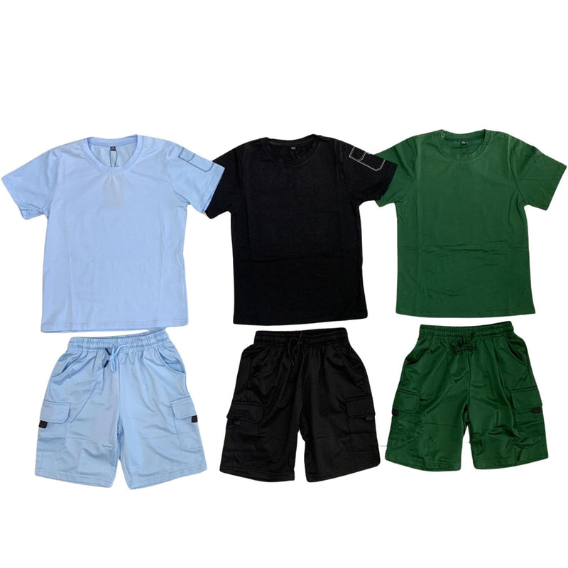 Boys Cargo Style T-Shirt And Shorts Set 2679