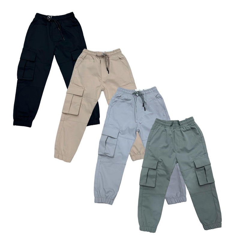 Boys Elasticated Drawstring Waist Cargos