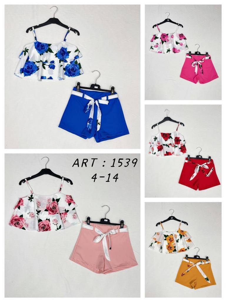 Girls Flower Print Short Set 1539