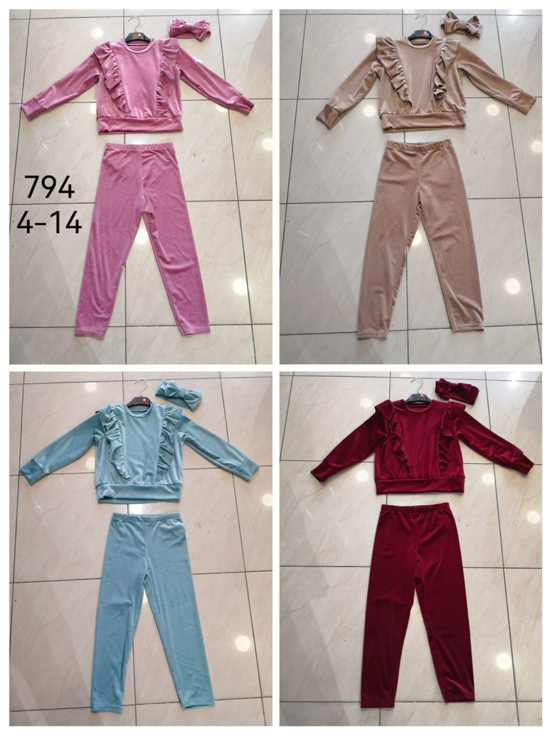 Girls Velour Co-Ord With Matching Headband 794