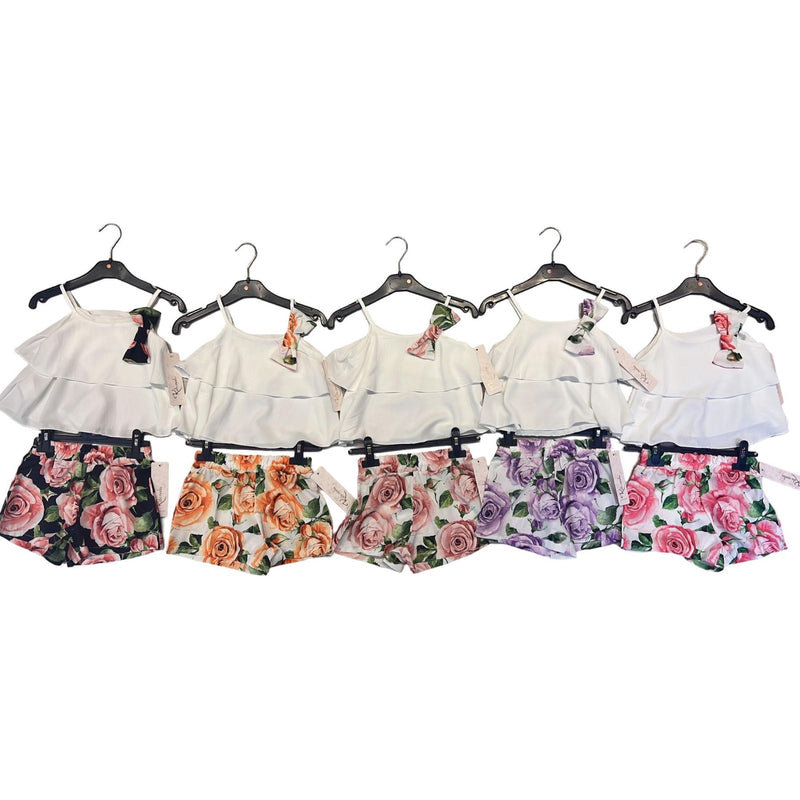 TTC VALENTINA Flower Print Bow Detail Stappy Top And Shorts Set