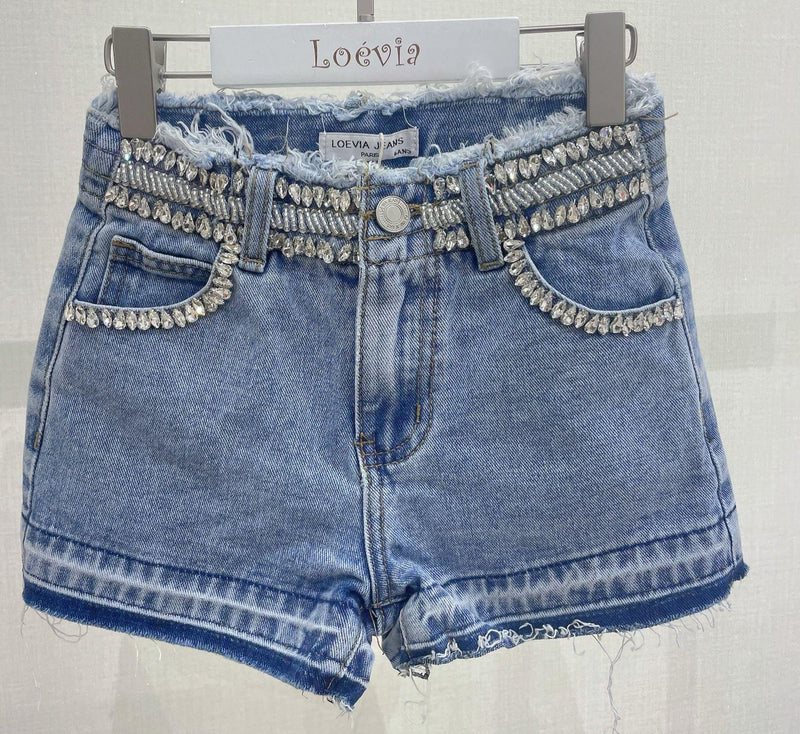 TTC EMILIA Girls Crystal Detail Denim Shorts