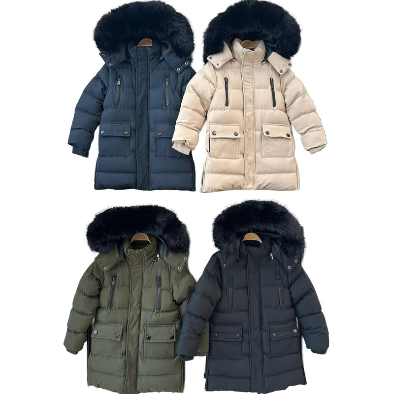 TTC EISA Coat Faux Fur Hood Padded Jacket With Fleece Lining