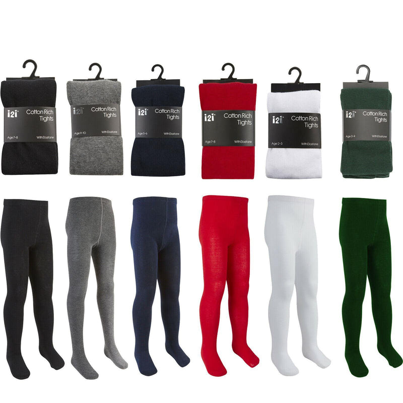 Girls 6 Pack Plain School Tights