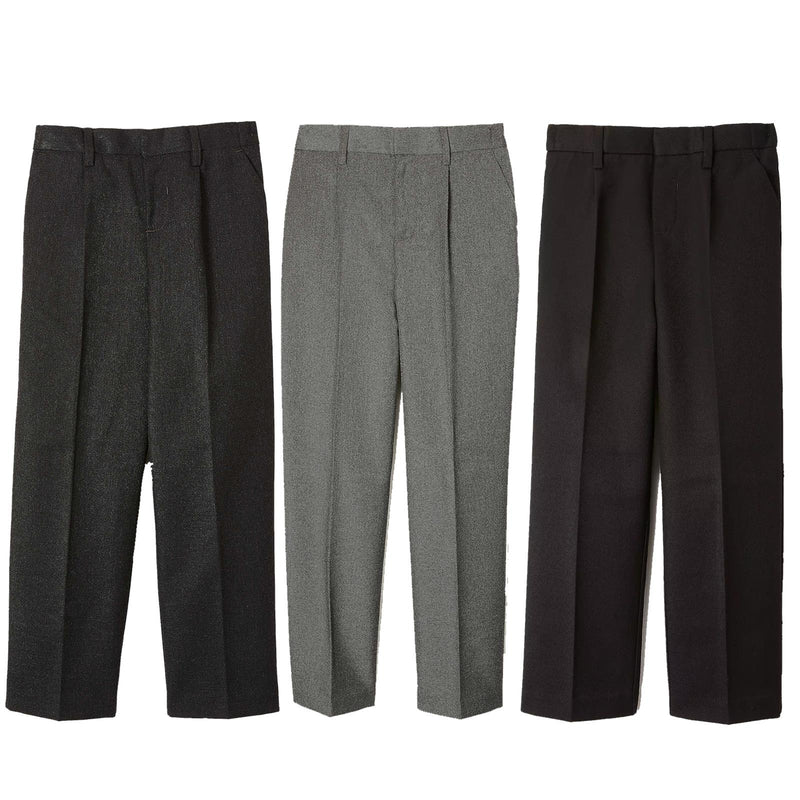 Boys School Trousers Regular Fit Ex John Lewis Adjustable Waist Black Charcoal Grey