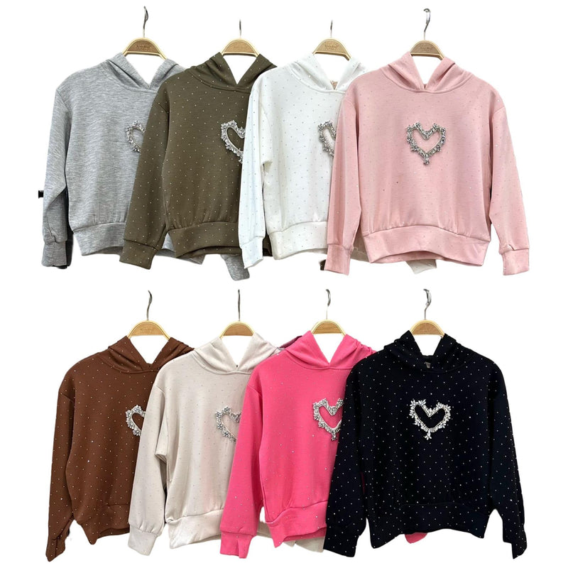 TTC ELSIE Love Heart And Diamante Detail Hoodie