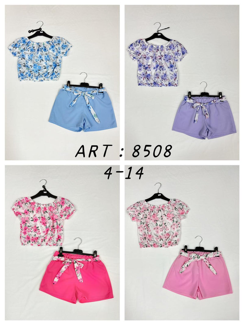 Girls Floral Print Short Set 8508