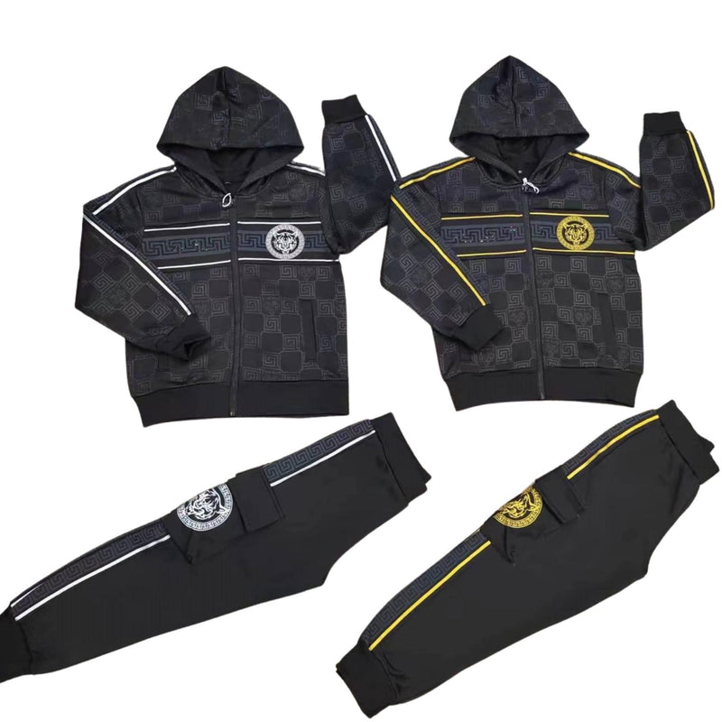 Boys Tiger Print Combat Style Fleece Tracksuit Diamante K-886