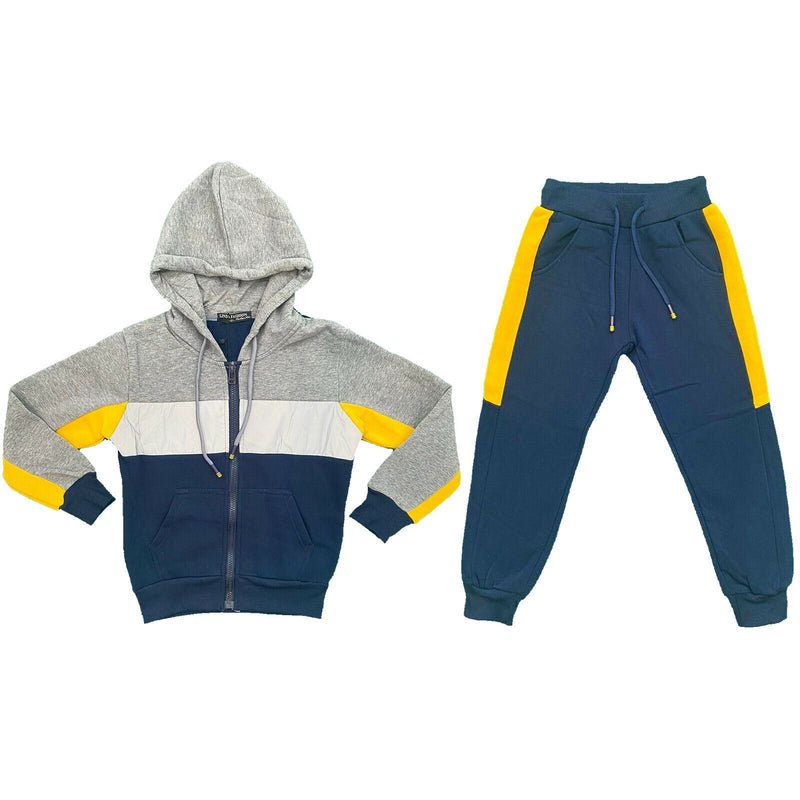 Boys Kids Tracksuit Stripe Panel Jacket Joggers Jogging Bottom Outfit Reflective