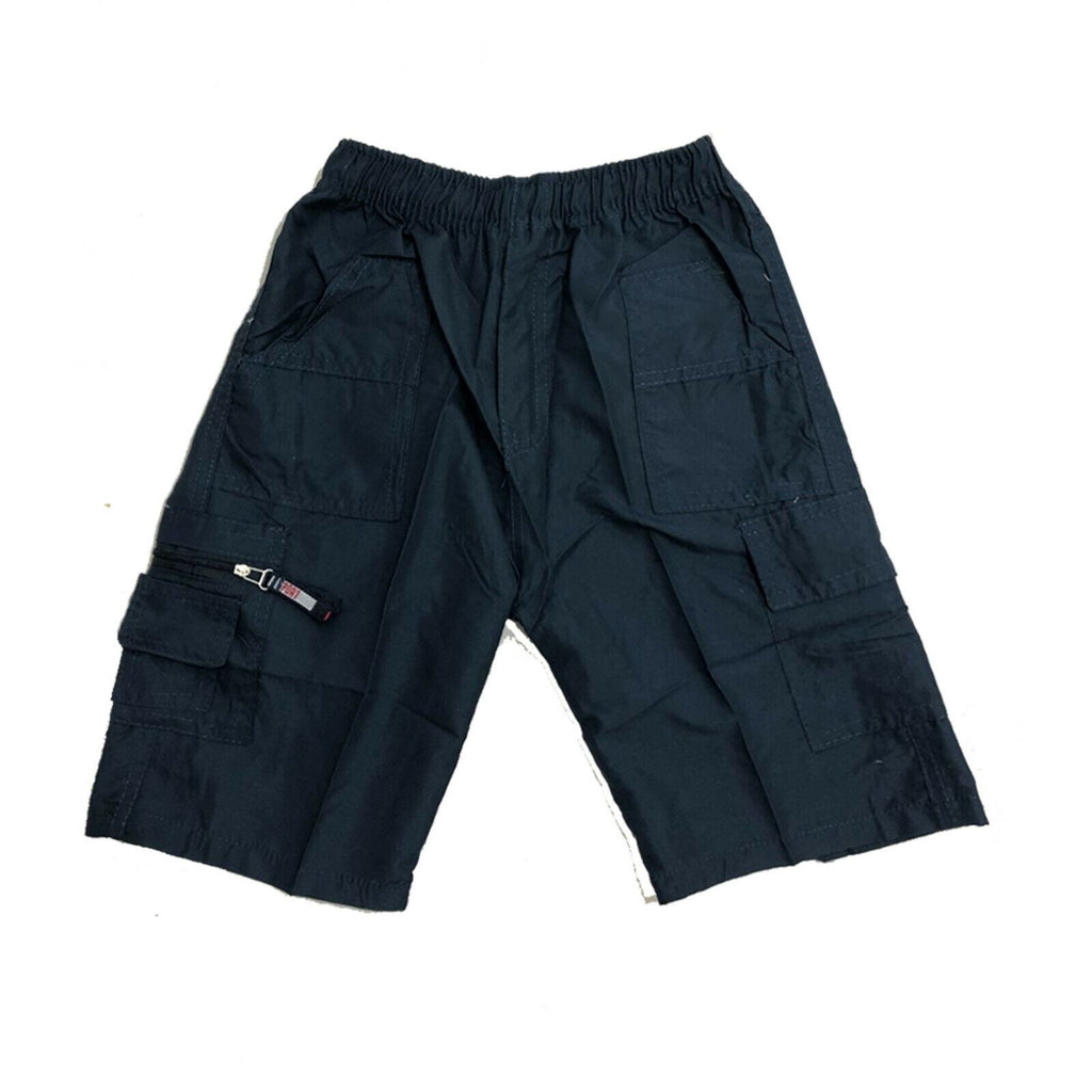 Kids Plain Shorts Cotton PE School Summer Gym Sports Navy Red Black