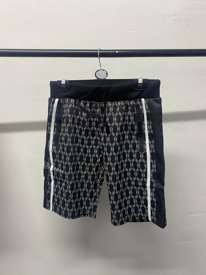 Mens All Over Circle Print Stripe Shorts