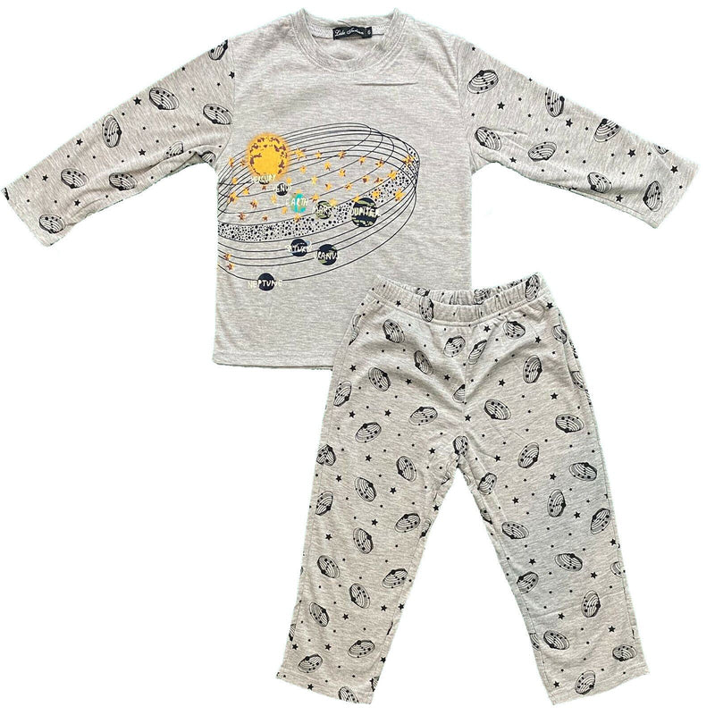 Boys Kids Pyjamas Long Sleeve Top Bottom Set Nightwear Space.