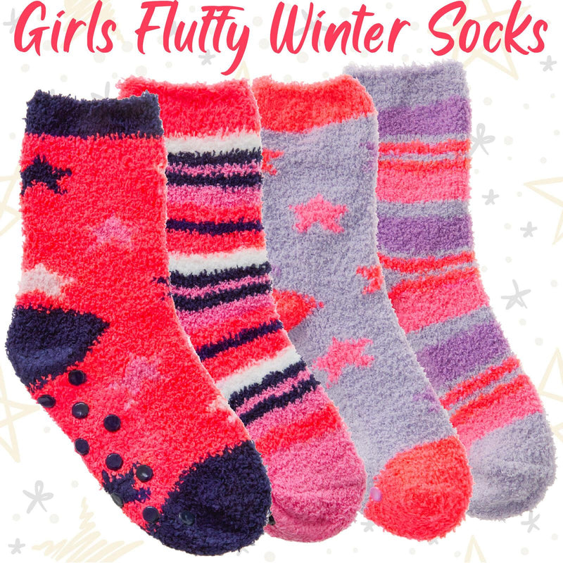 Girls And Ladies 4 Pack Cosy Striped Socks