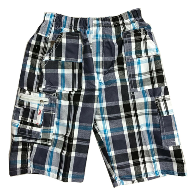 Boys Kids Shorts Check Combat Cargo Pocket Summer Fashion Chino