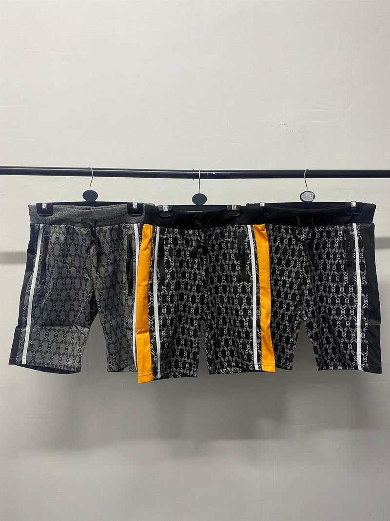 Mens All Over Circle Print Stripe Shorts