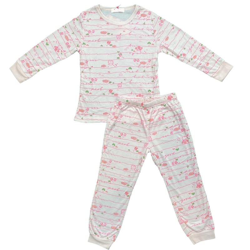 Girls Kids Pyjamas Long Sleeve Top Bottom Set Nightwear PJs Cuffed Fleece.