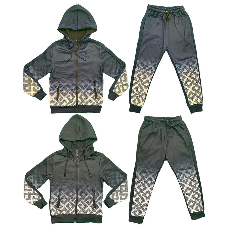 Boys Kids Tracksuit Jacket Joggers Jogging Bottoms Printed Sports Set Outfit Gym.