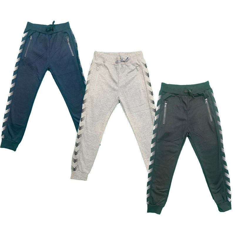 Boys Kids Plain Zip Pocket Jogging Sports Tracksuit Bottoms Joggers Fashion.