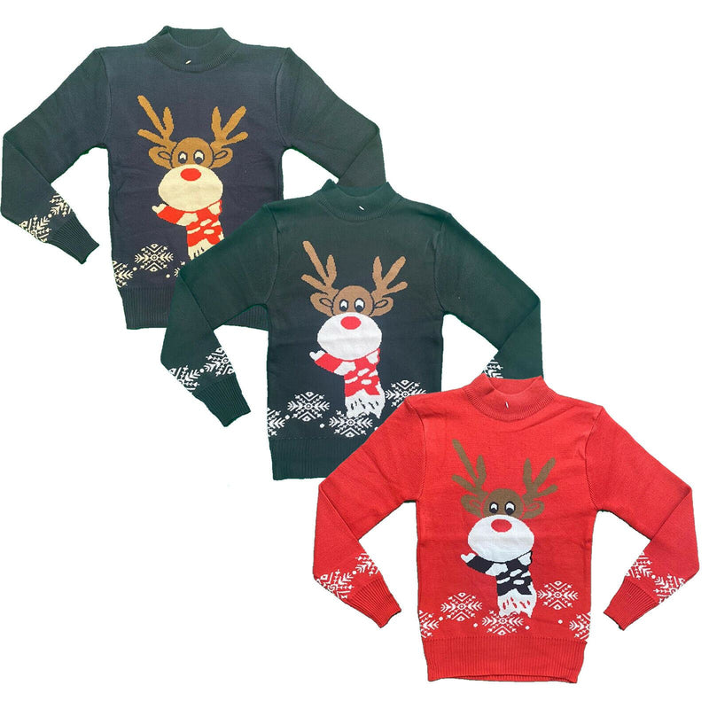 Boys Girls Kids Christmas Jumper Reindeer Sweater Xmas Sweatshirt Top Rudolph.