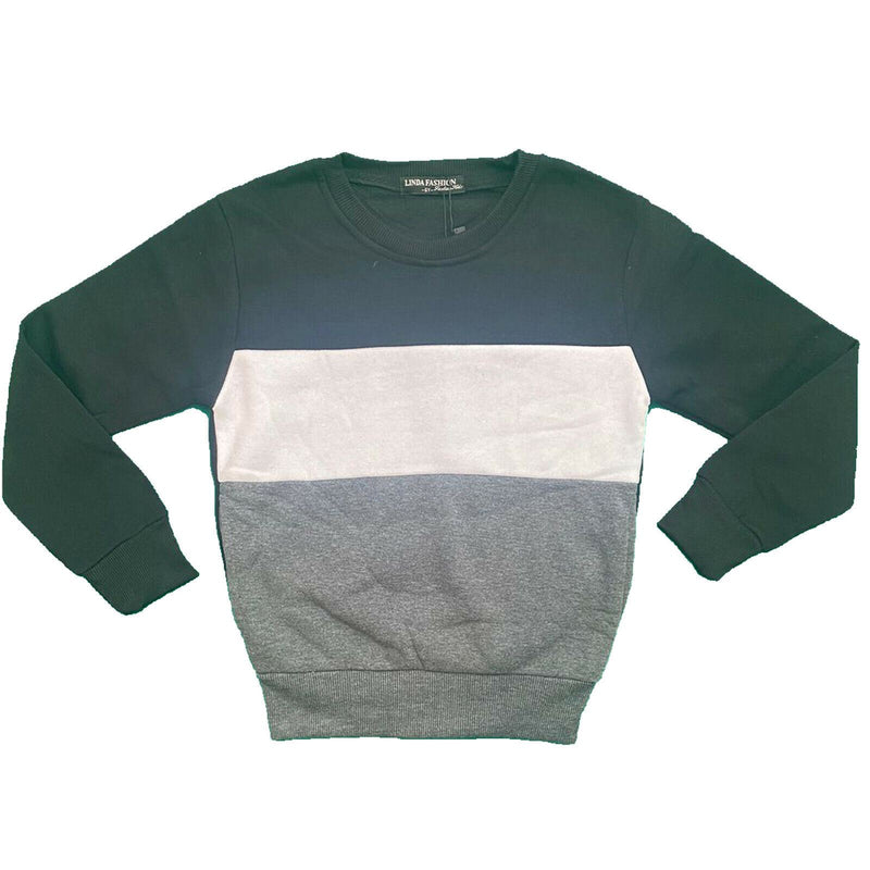 Boys Kids Panel Jumper Sweatshirt Top Fleece Winter Warm Pullover.