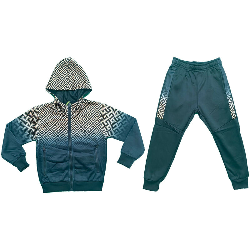 Boys Kids Tracksuit Jacket Joggers Fleece Jogging Bottoms Printed Set Winter.