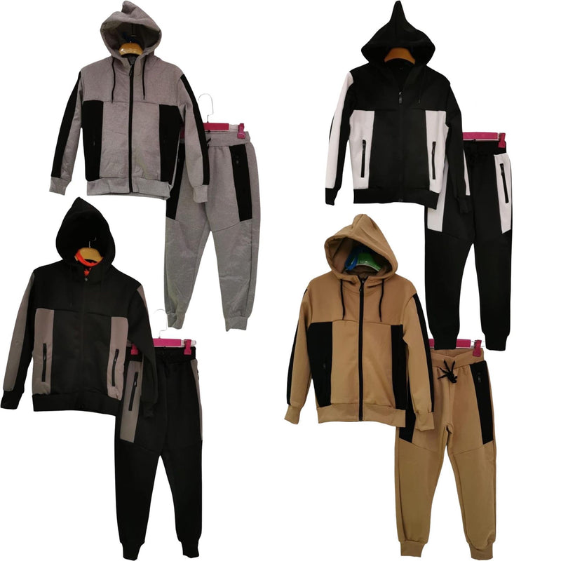 Boys And Mens Matching Tracksuit Slim Fit Zip Pockets (FY-1068)