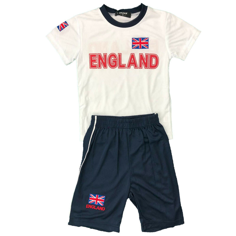 Boys Kids England T Shirt Short Set Kit Football Summer