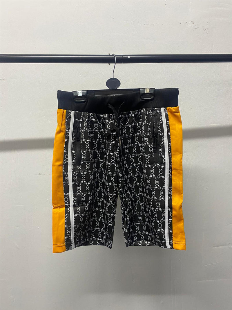 Mens All Over Circle Print Stripe Shorts