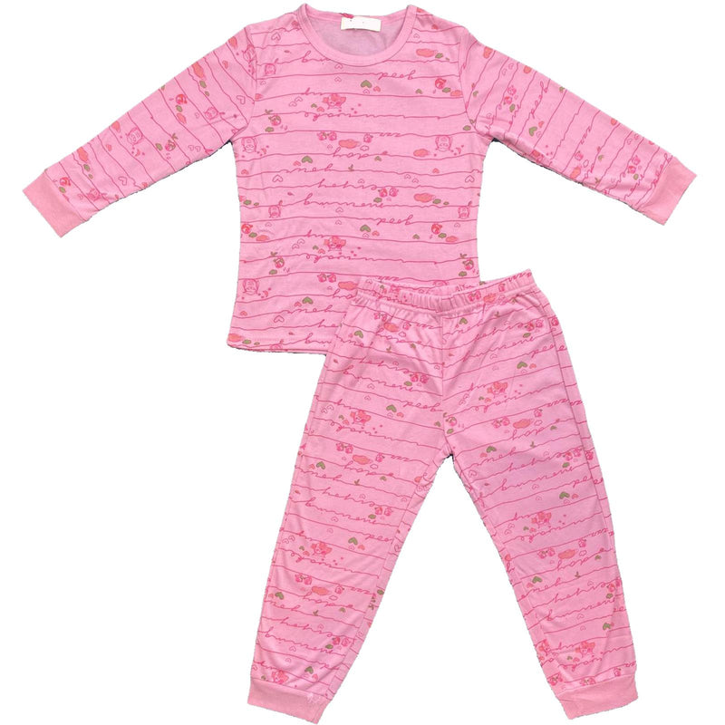 Girls Kids Pyjamas Long Sleeve Top Bottom Set Nightwear PJs Cuffed Fleece.