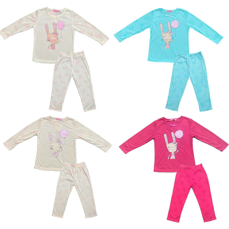 Girls Kids Pyjamas Long Sleeve Top Bottom Set Nightwear PJs.