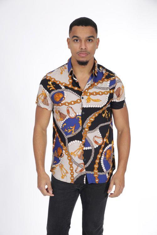 Mens Chain Print Shirt KD605