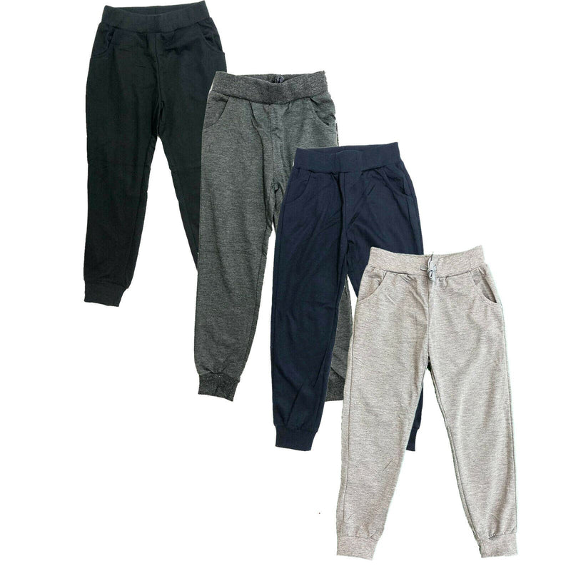 Boys Girls Kids Plain Jogging Sports Tracksuit Bottoms Joggers PE School.