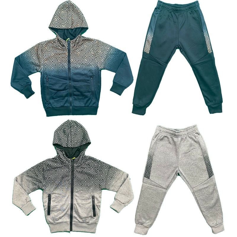 Boys Kids Tracksuit Jacket Joggers Fleece Jogging Bottoms Printed Set Winter.