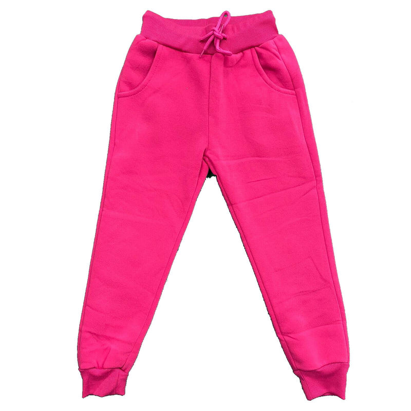 Boys Girls Kids Plain Jogging Sports Tracksuit Bottoms Joggers PE School Fleece.