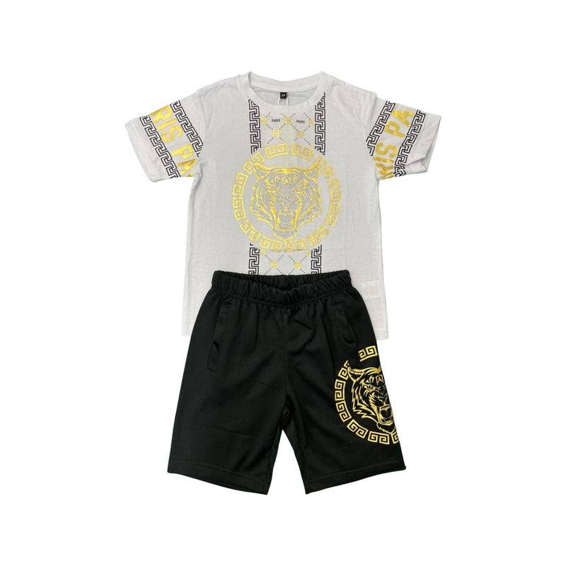 Boys Tiger Print Paris Short Set Outfit