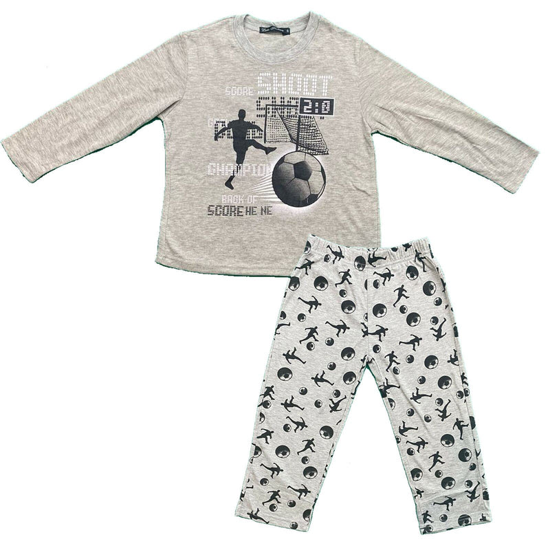 Boys Kids Pyjamas Long Sleeve Top Bottom Set Nightwear Football.